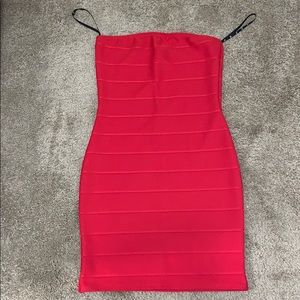 Misguided Red Strapless Silhouette Dress